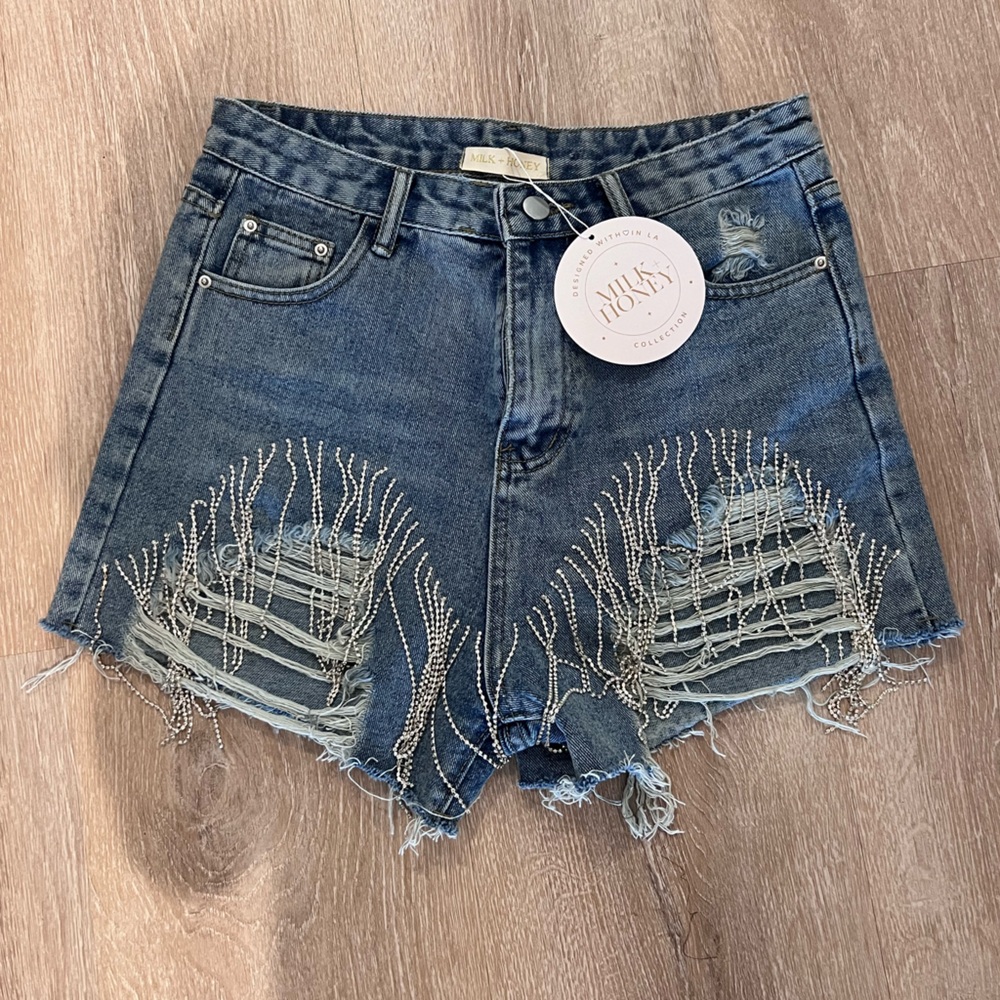 Milk & Honey Rhinestone Denim Shorts